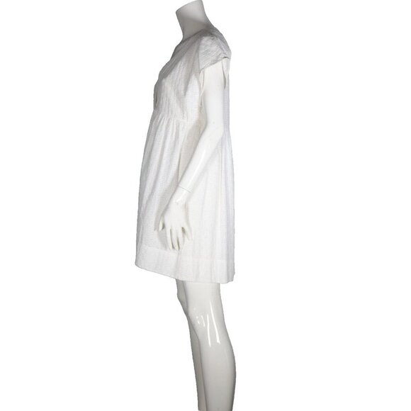 Wilfred Women's Small White Misha Dress Short Sleeve V-Neck Babydoll Mini $168 - Picture 5 of 7